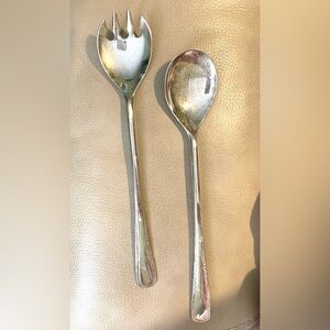 *VTG* Silver-Plated Spoon & Fork for Serving Salad–Stamped “Silver Plated Italy”